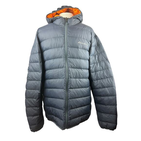 Eddie Bauer CirrusLite Down Hooded Jacket Zip Dark Blue Puffer Men's Size XL - Picture 14 of 15